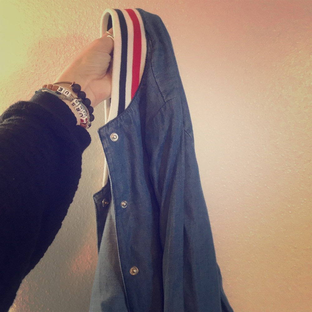 mossimo denim striped jacket